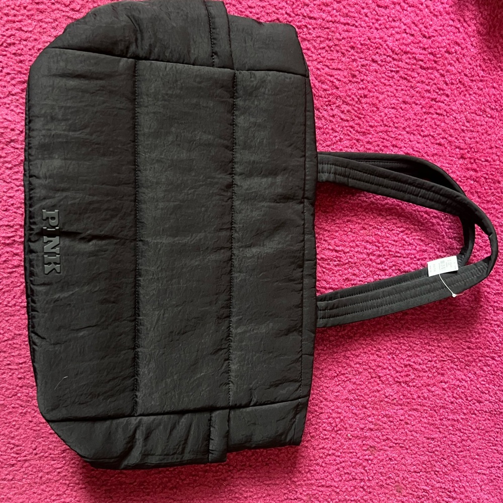 PINK Victoria's Secret Black Quilted Tote Bag